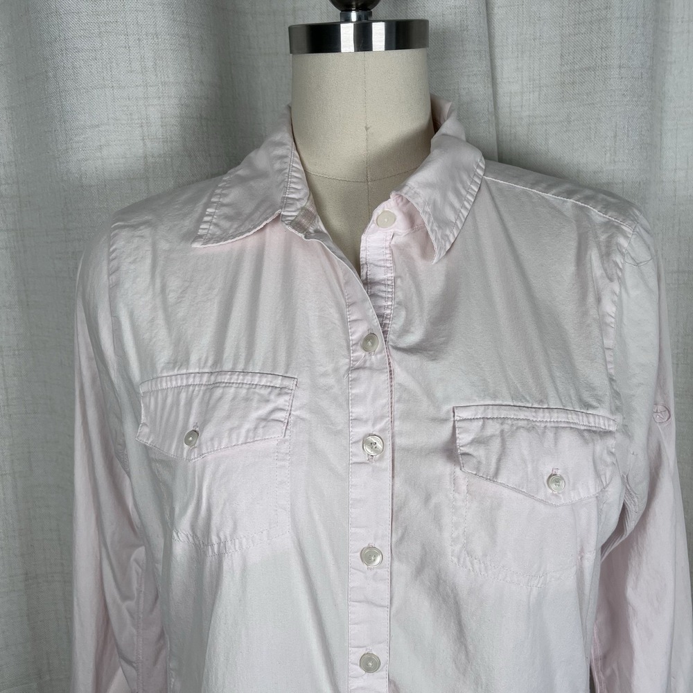 Converse One Star Women's XL Blush Pink Shirt Blouse Top Button Up Roll Tab - Picture 2 of 12